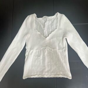Wilfred White Knit Long Sleeve Top